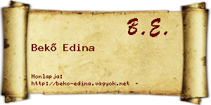 Bekő Edina névjegykártya